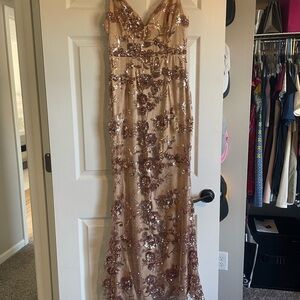 Elegant Sequin Floral Maxi Dress